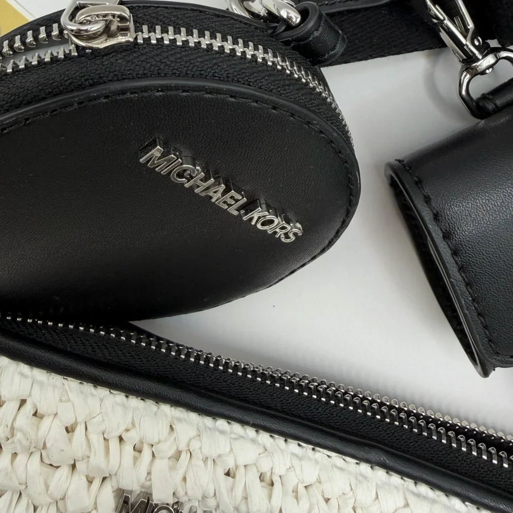 Michael Kors straw Ombré Jersey Crossbody with 2 detachable pouches NWT ret 398
